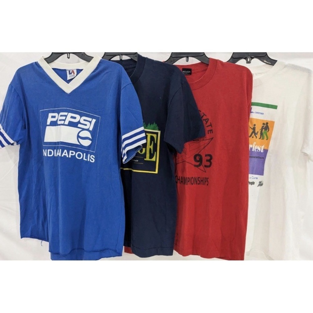 Vintage Single Stitch Graphic T-Shirts - Assorted Themes, Size L Pepsi Indiana